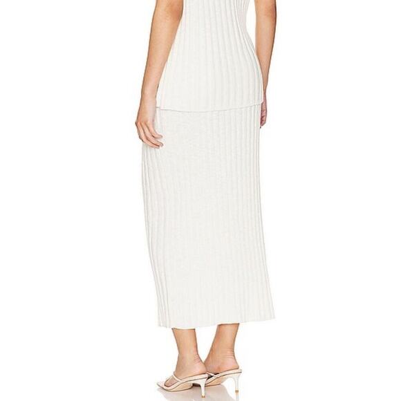 Free People Veda Sweater Knit Linen Blend Midi Skirt In Ivory - Picture 2 of 7